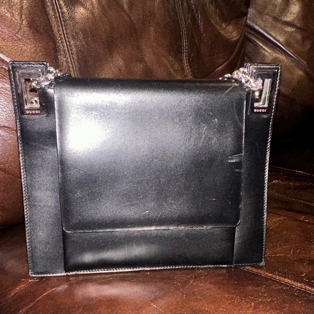 Gucci Black Leather Messenger Bag